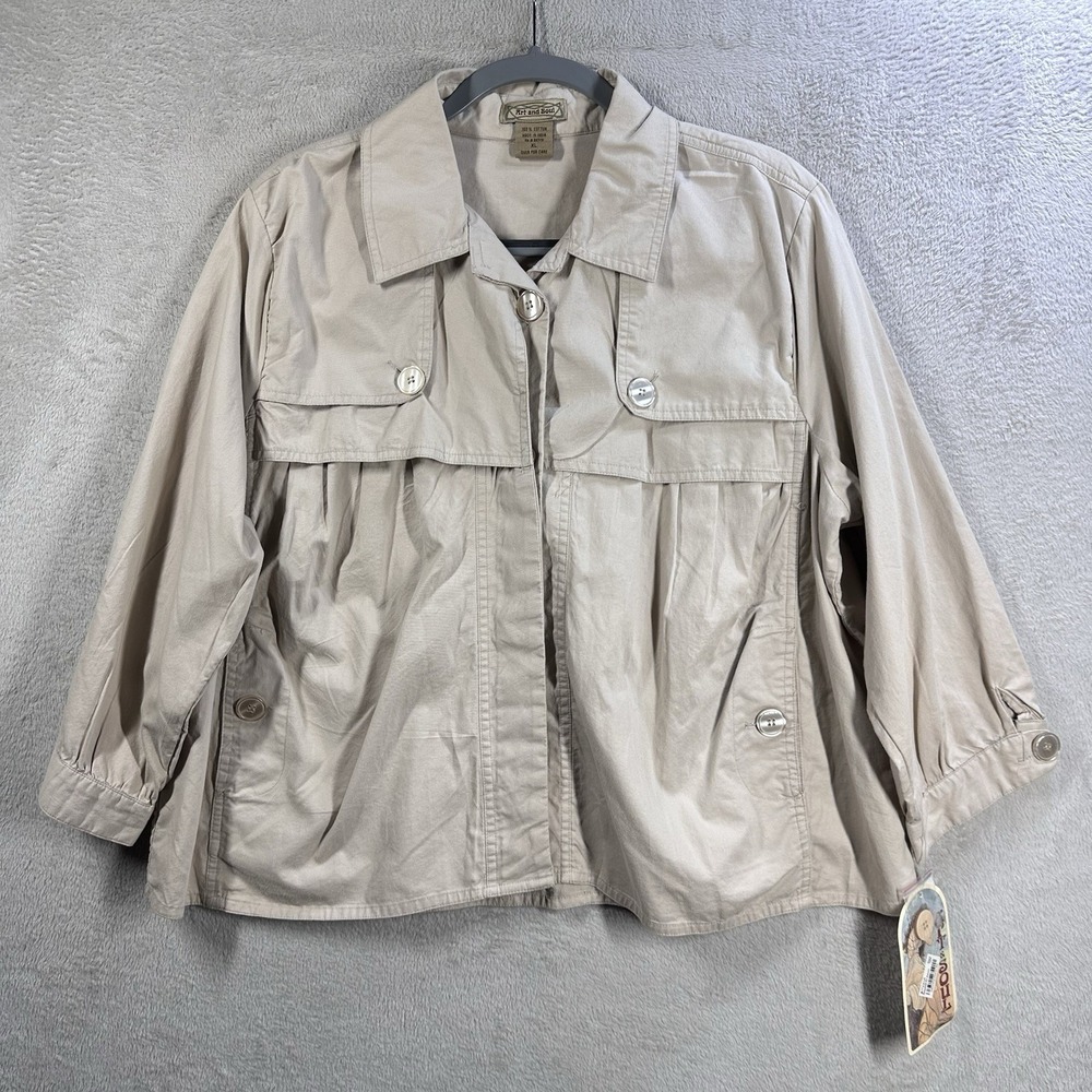Art and Soul Short Trench Coat Sz XL Cotton Beige NWT Utility Classic Cotton